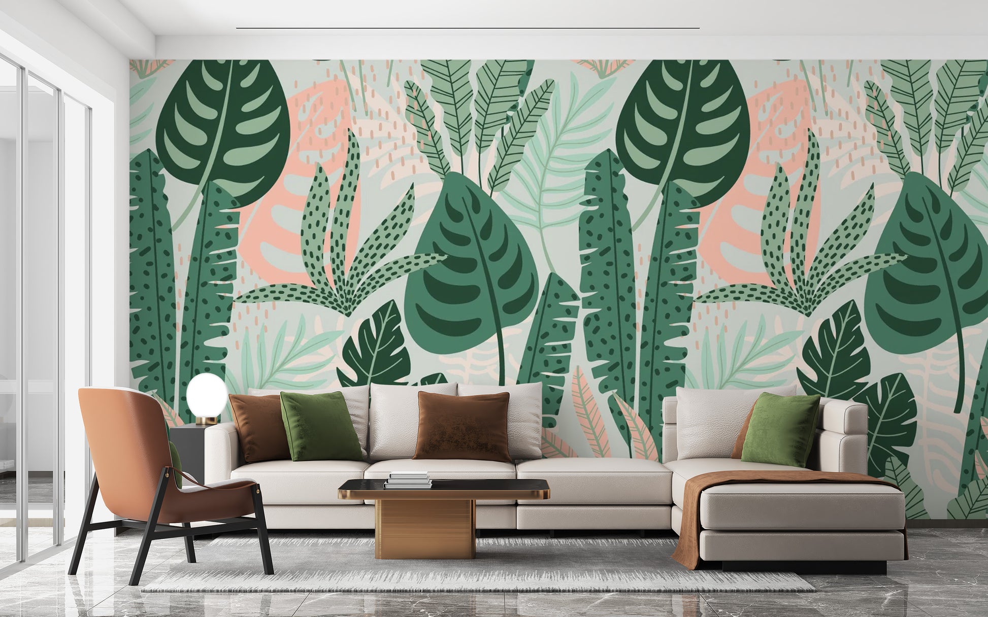 Fresh Green Leaves Wallpaper for Interiors
