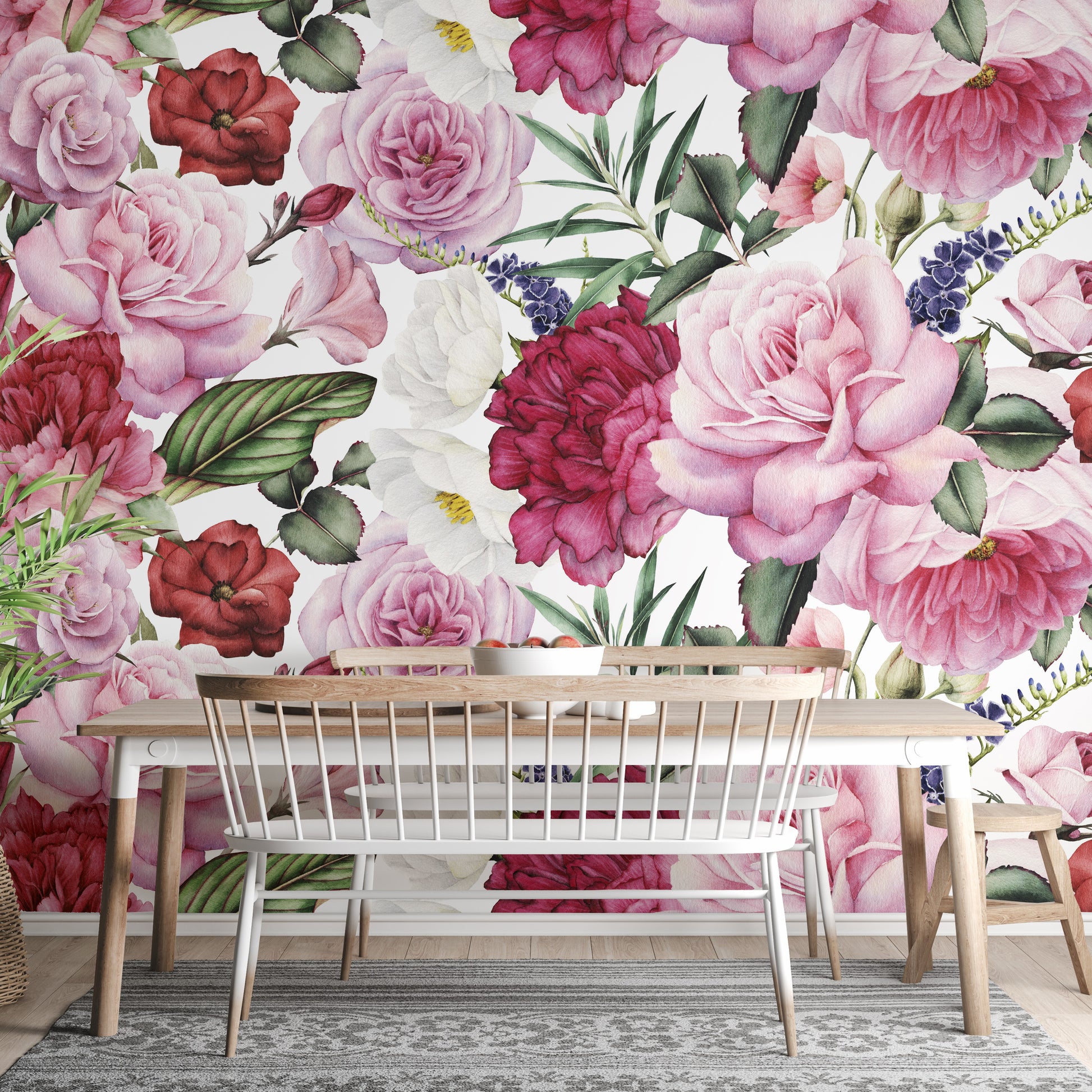 Trendy pink and red rose wallpaper for home decor
