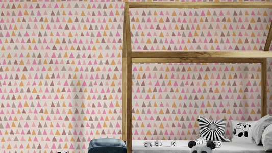 Triangle Multicolor Pink Vibes Wallpaper with blush and rose tones.

