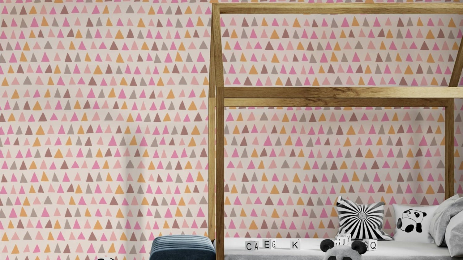 Triangle Multicolor Pink Vibes Wallpaper with blush and rose tones.


