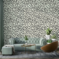 Art deco inspired abstract pattern wallpaper in black
