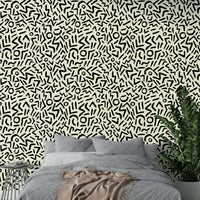 Whimsical hand drawn lines and circles print wallpaper
