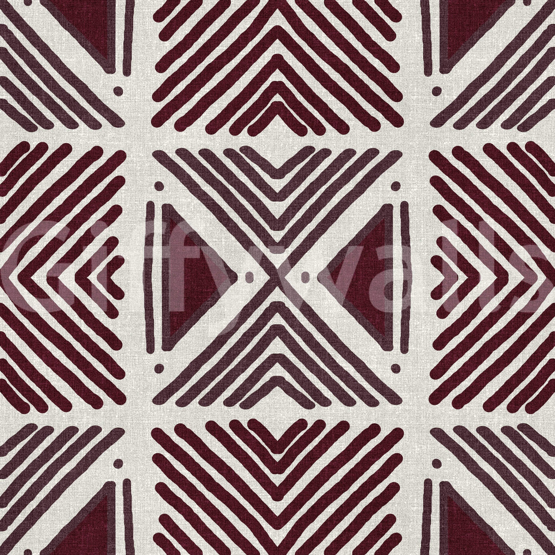 Striking textile-look wall mural: Tribal Wine Motif featuring genuine, tactile fibers.