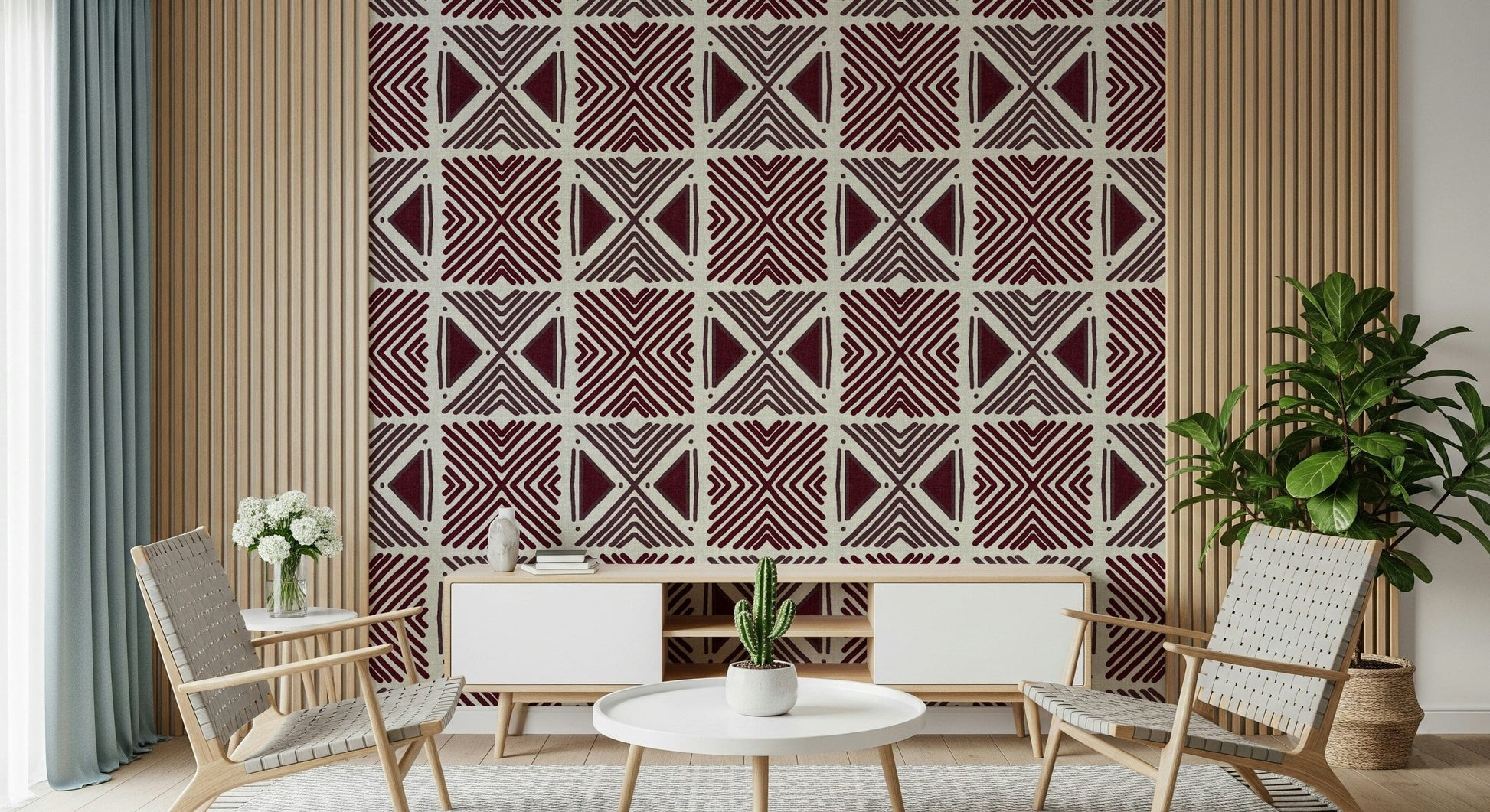 Unique Tribal Wine Motif wallpaper for walls, inspiring earthy African design texture.