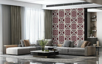 Stunning fabric-look wall mural: Tribal Wine Motif with authentic, earthy texture.