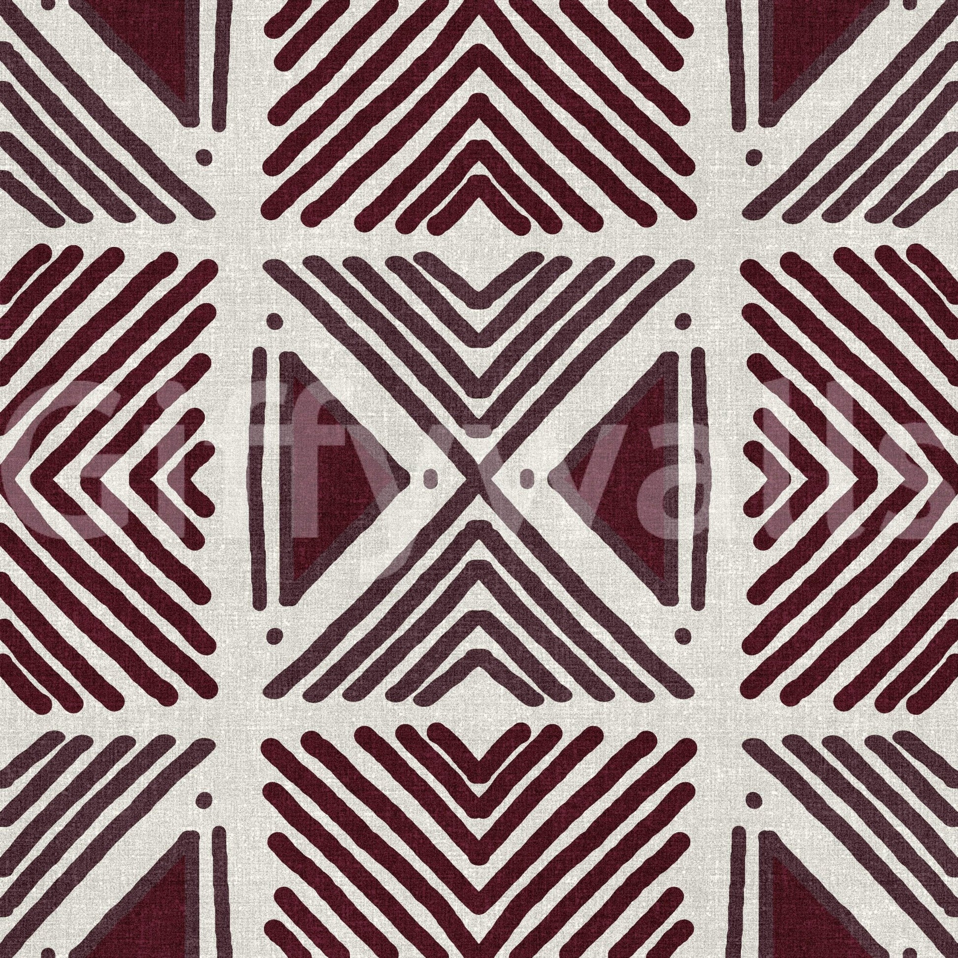 Striking textile-look wall mural: Tribal Wine Motif featuring genuine, tactile fibers.