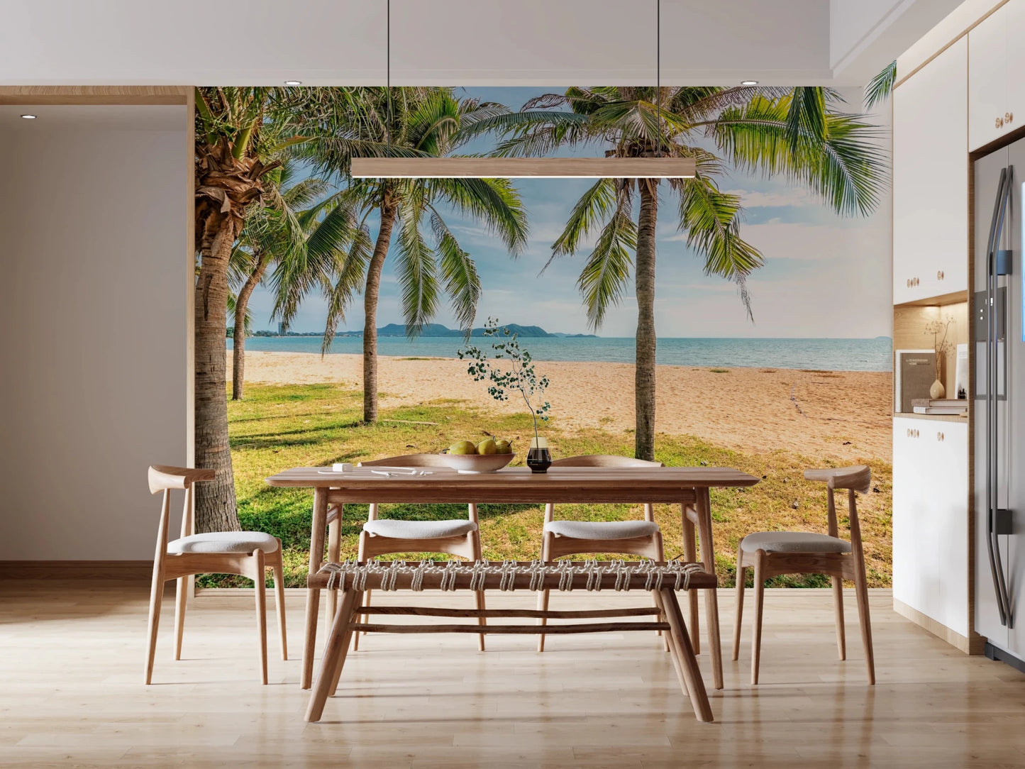 Tropical wall mural adds depth to dining hall sea