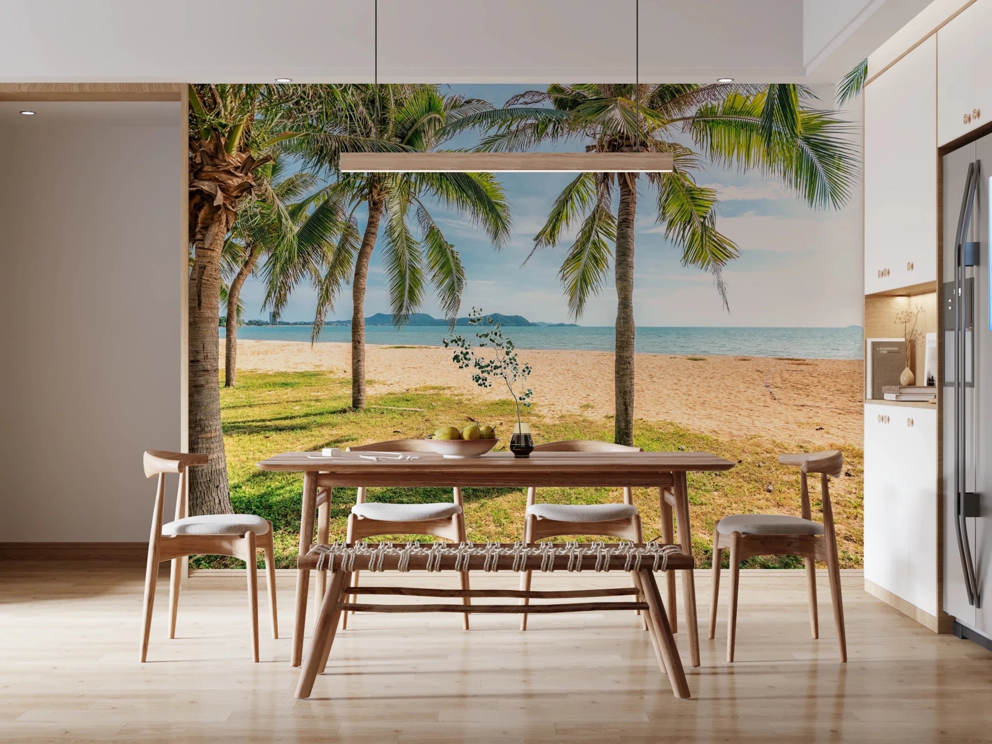 Tropical wall mural adds depth to dining hall sea