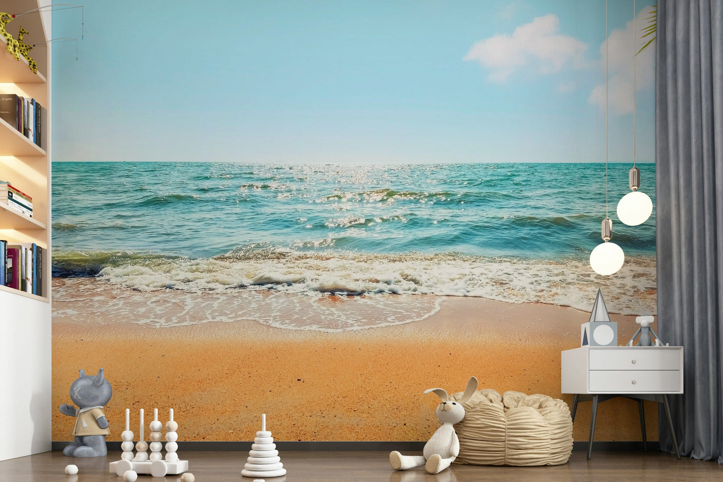 Tropical Escape exotic coast peel and stick wallpaper.