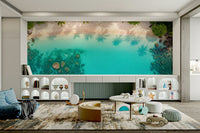 Wall mural with whimsical shapes and colors

