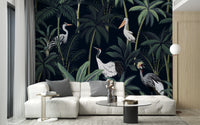 Tropical Birds In Night Sky Wallpaper Mural - Giffywalls