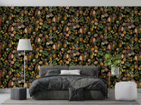 Exotic floral wall mural with tropical flowers and foliage.

