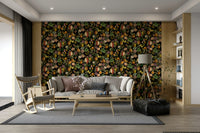 Lush tropical wallpaper with detailed foliage and vibrant flowers.

