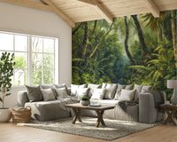 The design creates a sense of depth and being surrounded by nature.

