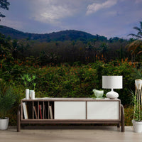 Tropical Canopy with lush red flowers and plants Photography Wall Mural