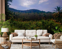 Tropical Canopy with lush red flowers and plants Photography Wall Mural