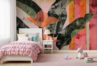A beautiful wide-angle wall mural of plant leaves.

