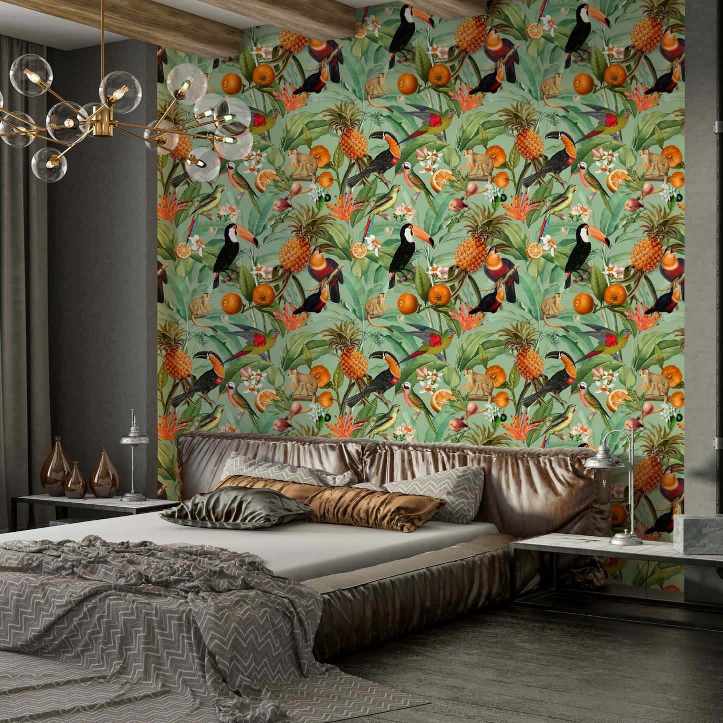 Intricate botanical details and vivid colors in Tropical Eden 1 wallpaper

