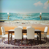 Tropical Escape aquatic blue wallpaper for walls.