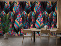 Elegant tropical feather wallpaper with vibrant hues