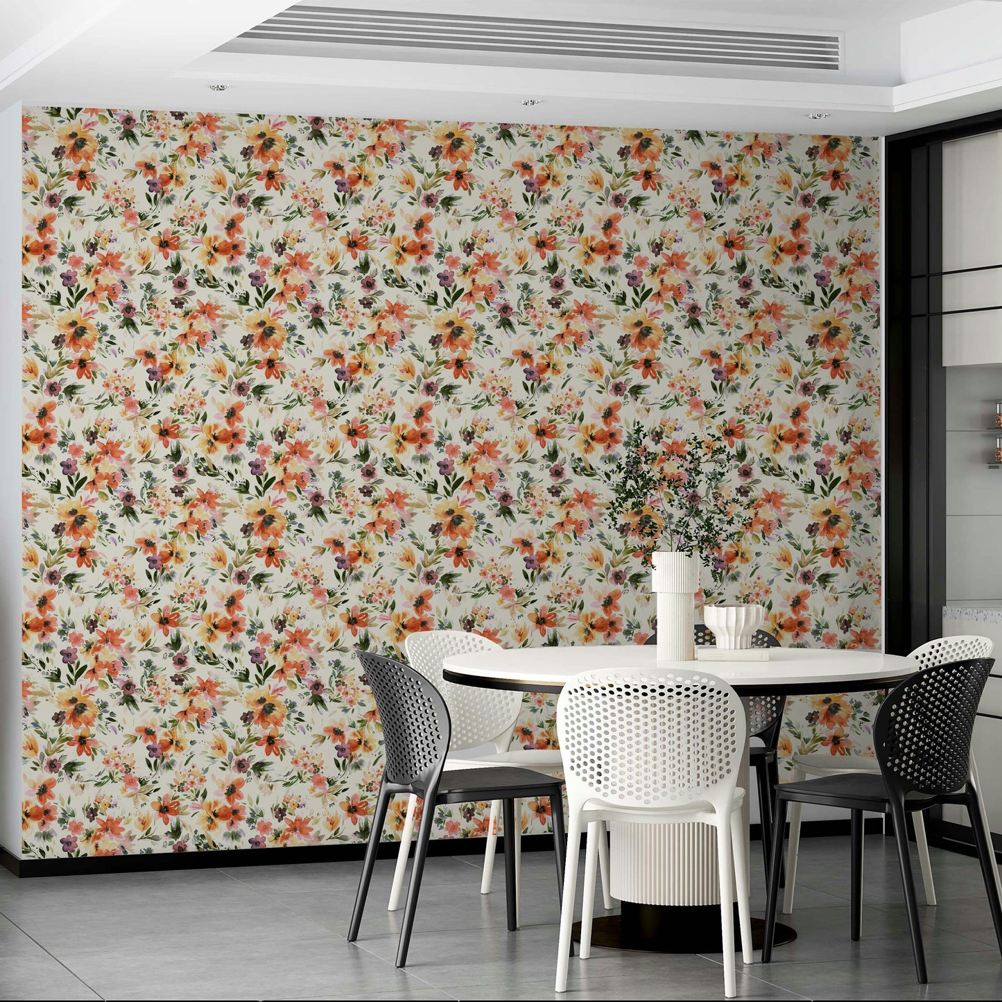 Bright and fresh tropical floral wallpaper for home decor


