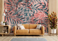 Deep colored tropical foliage wall mural

