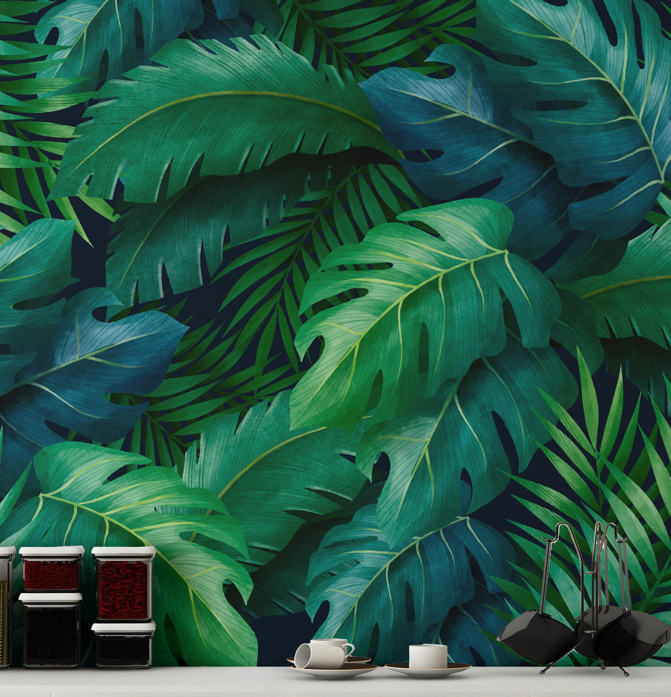 Large Tropical Leaves Wallpaper Mural