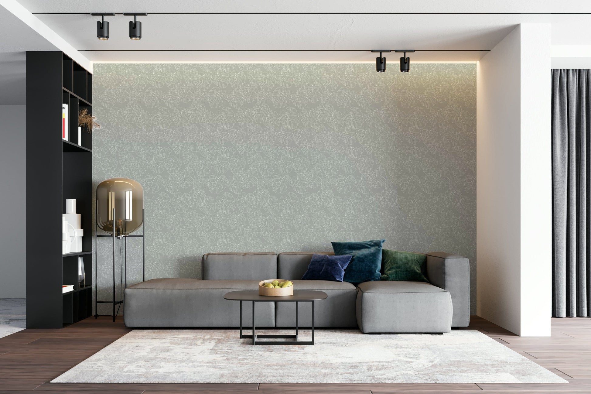 The colors are gentle and lush, with a natural, green and gray palette.

