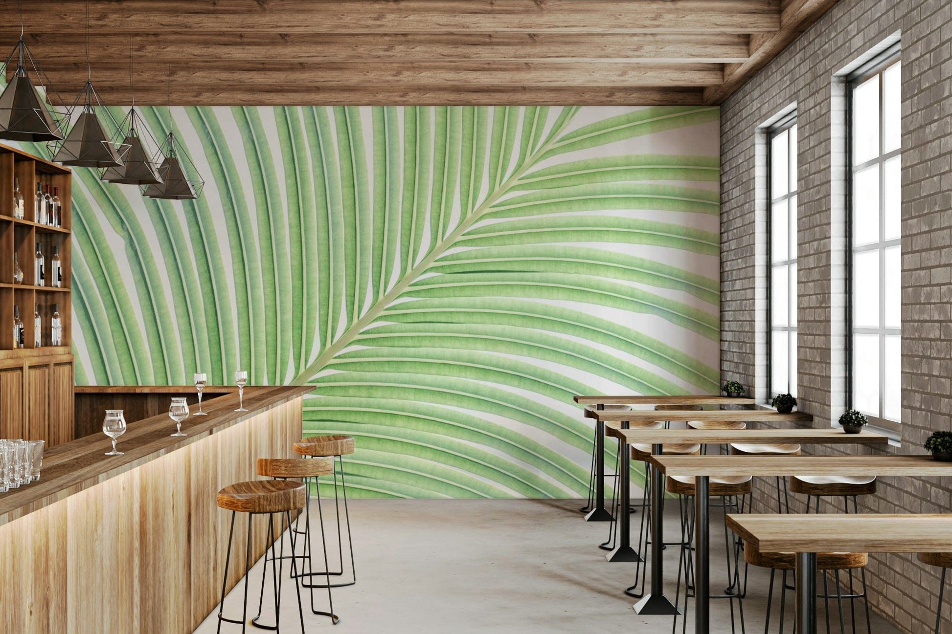 The wallpaper for walls being installed.

