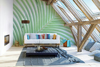 The peel and stick wallpaper on a smooth wall surface.

