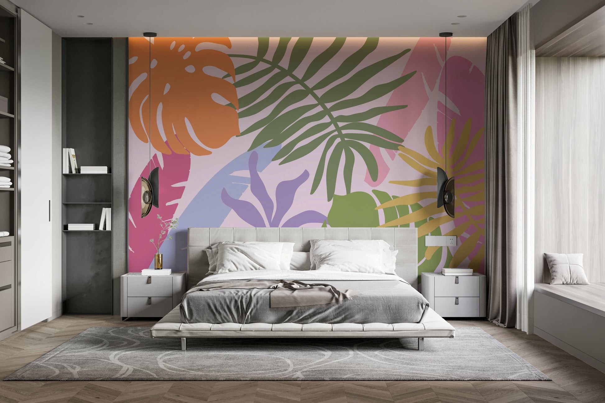 An artistic abstract color mural on minimalist wallpaper.

