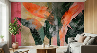 A beautiful tropical foliage wall mural for a living room.

