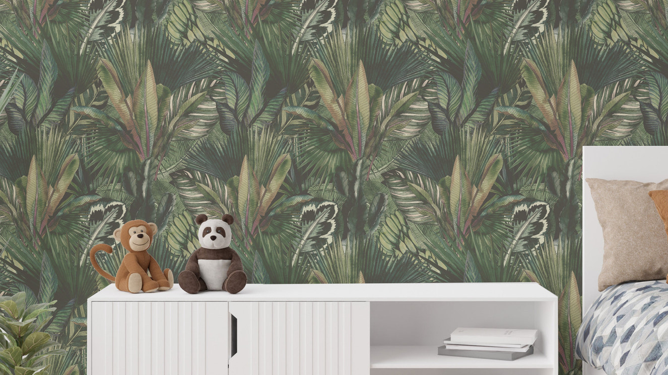 Watercolor tropical leaves wallpaper