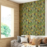 Fun, jungle-themed mural with monkeys and vibrant tropical flowers.

