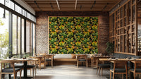 Fun wall mural with monkeys swinging through tropical plants and blooms.

