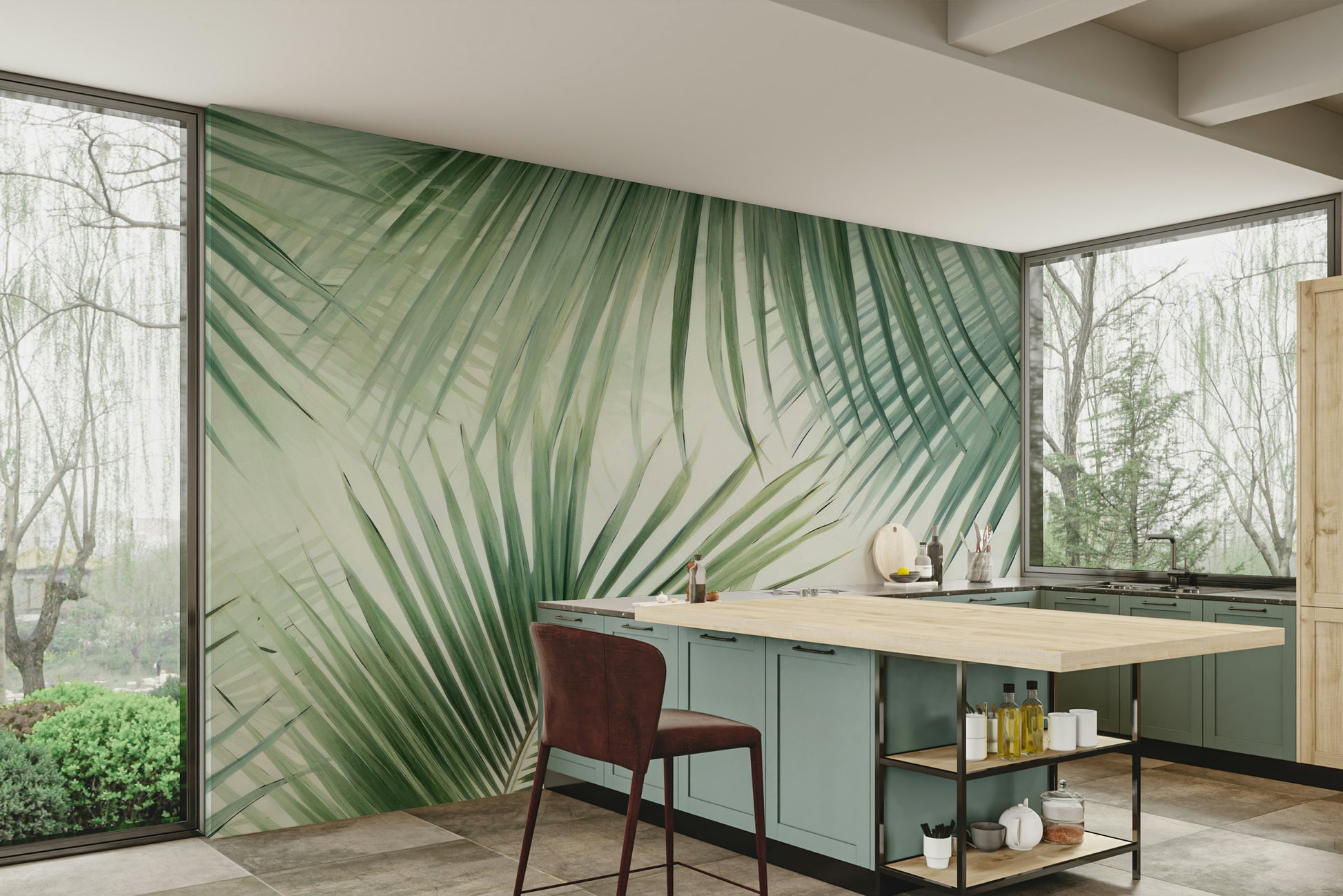 Living room tropical mural

