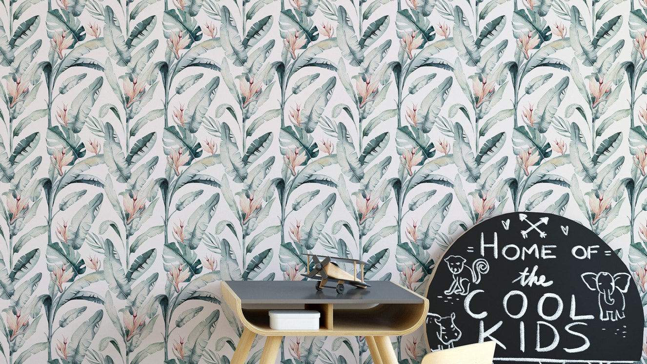 Tropical palm repeat pattern wallpaper