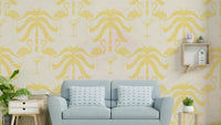 The colors are soft, muted tones of beige and butter yellow.

