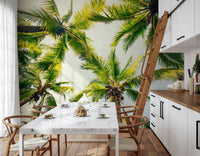 Designer Island Breeze wallpaper, ceiling view, sunny outdoor look, tropic.