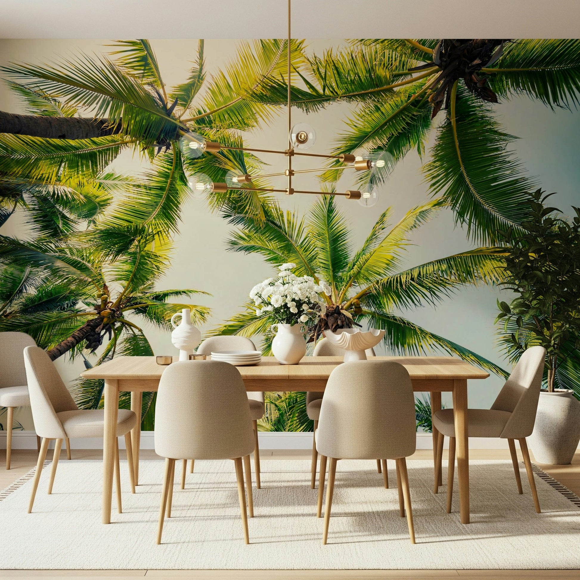 Wall mural, tropical paradise, natural light, stunning leaf detail, Island Breeze.