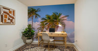 Tropical Palms Evening Wall Mural for modern office feature wall