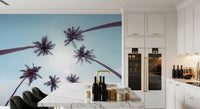 Artistic Tropical Palms Sky View Wall Mural featuring six palm silhouettes.