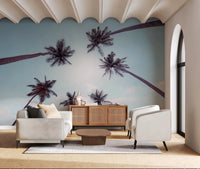Clear blue sky backdrop for office area this Tropical Palms Sky View Wall Mural design.