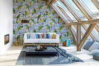 Tropical birds mural for a colorful, jungle-themed interior.

