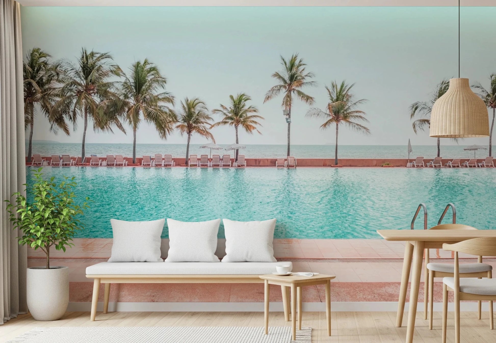 Tropical Poolside Wall Mural