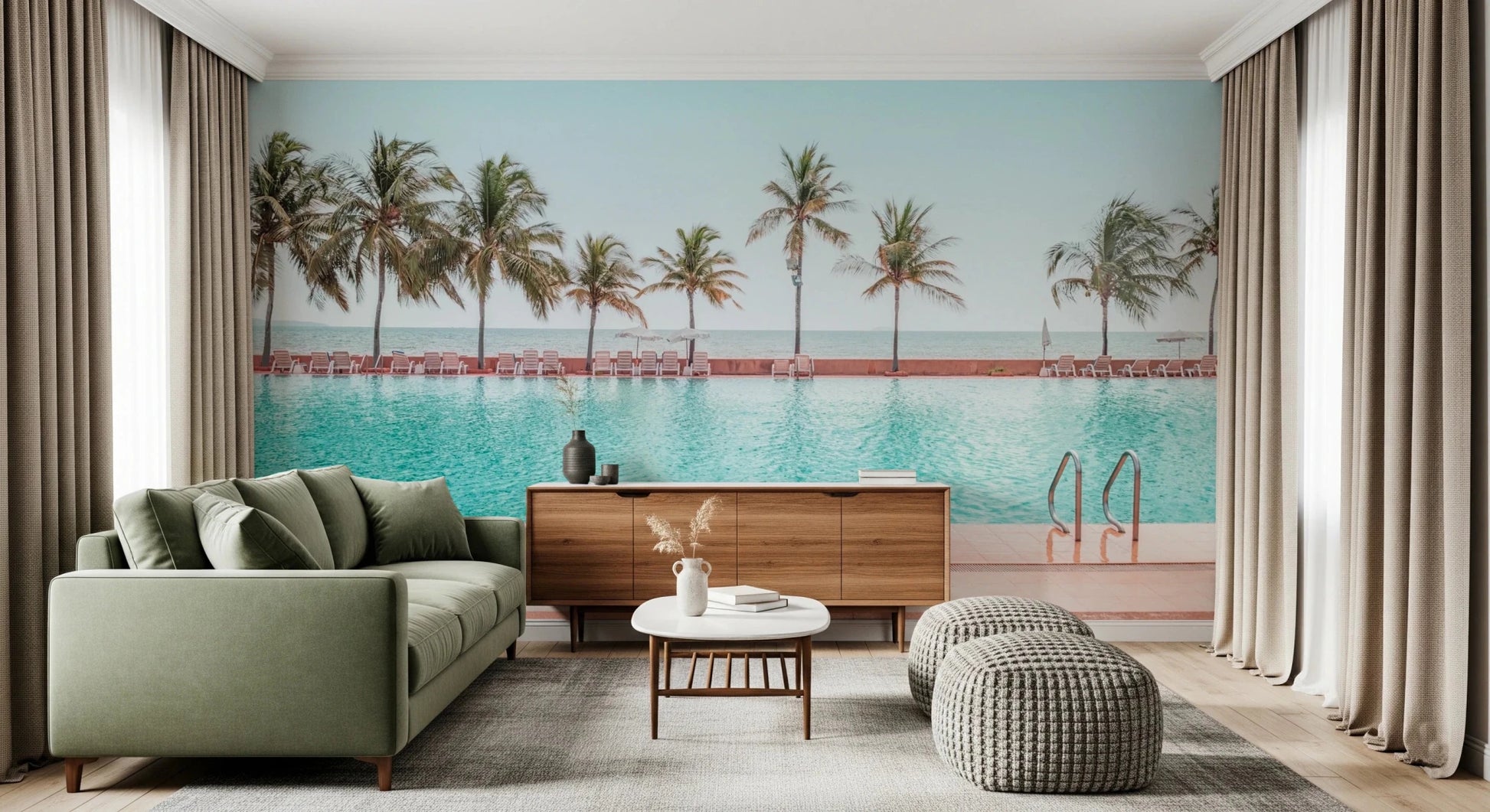 Tropical Poolside Wall Mural