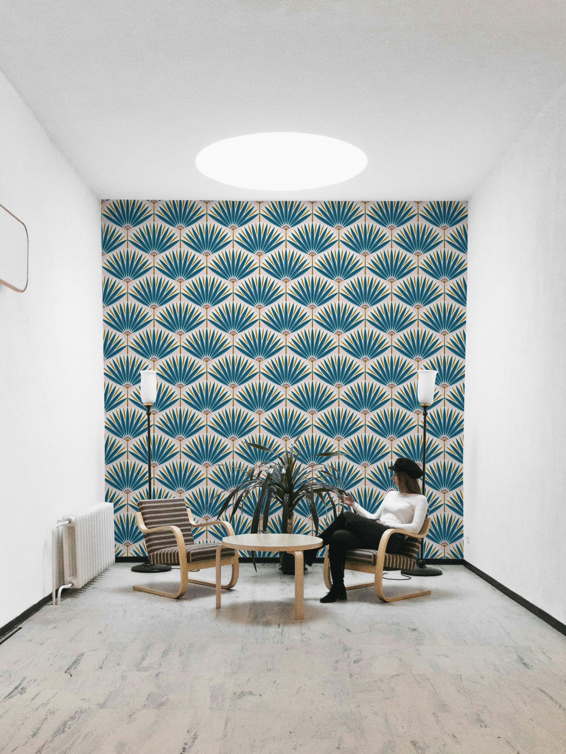 Radiant tropical leaf mural for bold interior décor

