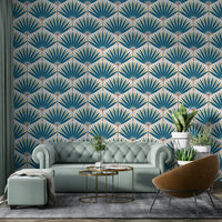 Bright botanical wallpaper in lush tropical tones

