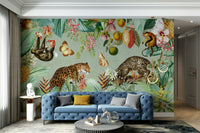 Tropical-themed wallpaper mural with vintage charm

