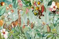 Vintage tropical mural with a serene, nature-inspired design

